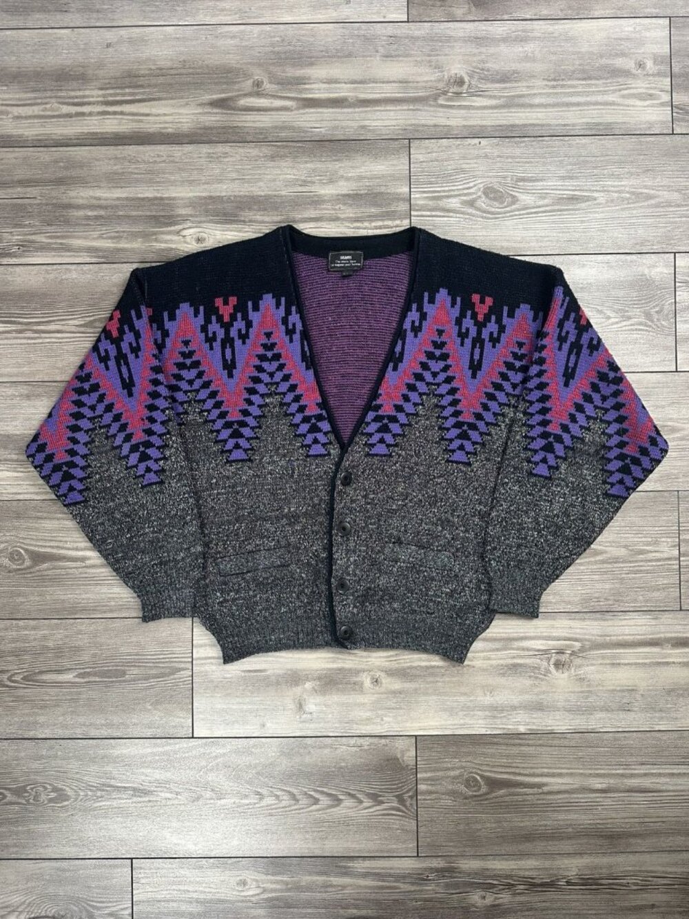 Vintage Sears Patterned Cardigan Sweater